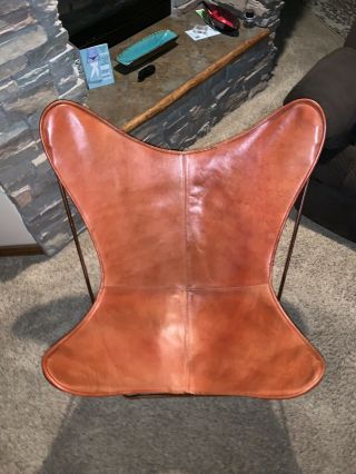 Palermo Leather Butterfly Chair Cognac With Copper Base