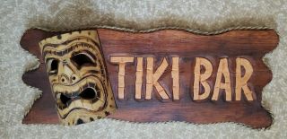 Wood And Bamboo Tiki Bar Sign