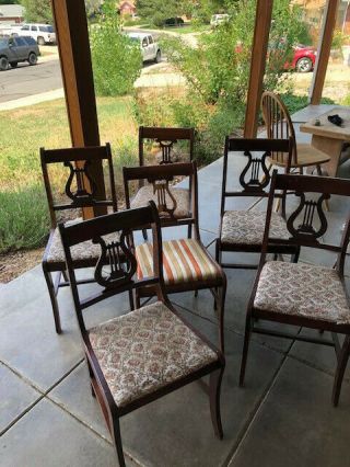 6 Duncan Phyfe Wood Dining Side Chairs