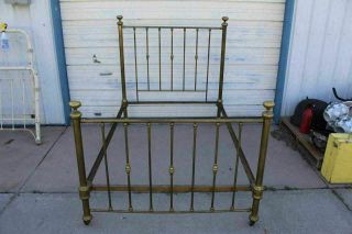 Vintage Full Size Brass Bed With Knob Finial Caps
