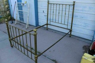 Vintage Full Size Brass Bed With Knob Finial Caps 2