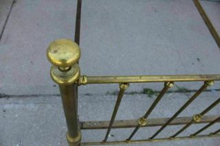 Vintage Full Size Brass Bed With Knob Finial Caps 3