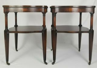 Vintage Weiman Heirloom Mahogany Leather Top End Table Pair Federal USA Antique 3