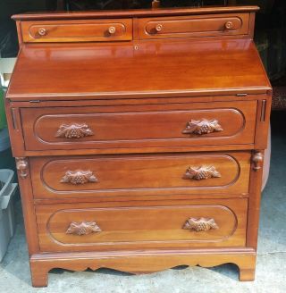 Vintage Lillian Russell Solid Cherry Slant Front Desk.  Davis Cabinet Co.