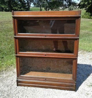 Antique 3 Stack Globe Wernicke Bookcase Tiger Or Quarter Sawn Oak 1920s
