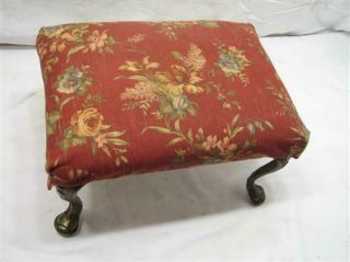 Antique Cast Iron Leg Upholstered Bench Stool Rest Foot Victorian