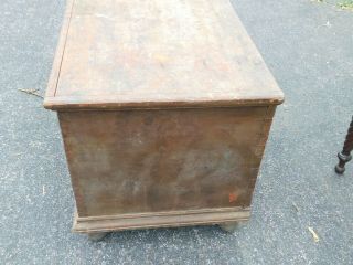 early paint decorated blanket chest bun feet strap hinges barn find 2