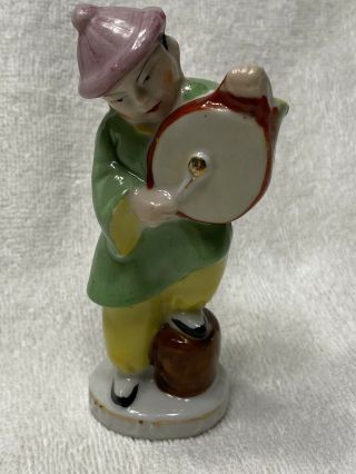 Asian Man With Drum Figurine - Made In Occupied Japan - Vintage