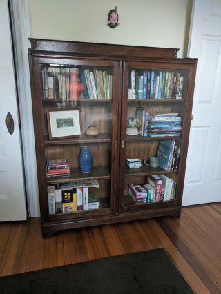 Antique Mahogany Glass Front/double Glass Door Bookcase