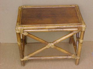 Vintage Mid Century Modern Rattan Bamboo End Table Side Table Retro