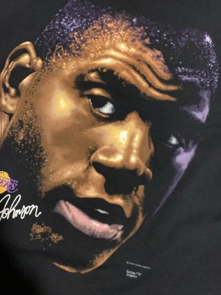 Vintage 90 ' s Magic Johnson Los Angeles Lakers Big Head Salem T - Shirt Size XL 2