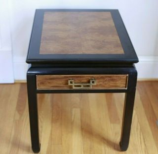 Century Furniture Co Chin Hua Burl Wood Black Lacquer End Table Local Pickup