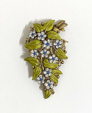 Large Vintage Gorgeous Deco Rhinestone Alfred Phillipe Trifari Flower Brooch Pin