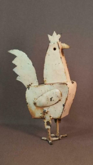Vintage American Folk Art Sheet Metal Rooster Sculpture / Figure,  10 - 7/8 "