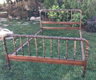 Antique Jenny Lind Spool Style Spindle Bed With Side Rails