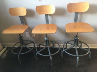 Vintage Bevco Drafting Chairs,  Bar Stools (set Of 3),  1 Hour From Chicago