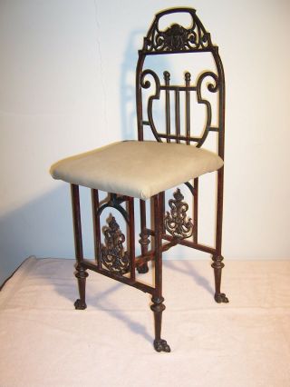 Antique Cast Iron Art Deco Oscar Bach Era Telephone Vanity Radio Bench Chair