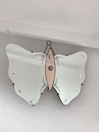 Frameless Butterfly Mirror Frameless Art Deco Mirror With Peach Middle