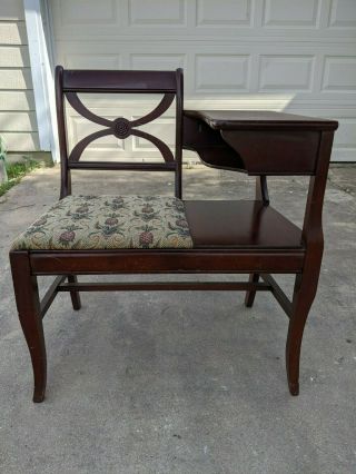 Antique Gossip Bench / Telephone Table (b.  F.  Huntley Furniture Company)