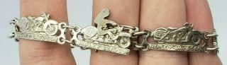 Vintage Fine Sterling Silver Harley Davidson Biker Bracelet Link Girl Ride Clasp