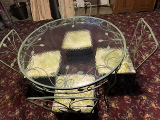 Vintage Wrought Iron Table & Chairs Paint Oh/pa/wv Dining Patio Sunroom