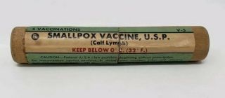 Vintage Smallpox Vaccine Tube - Empty - Eli Lilly & Co - 1966