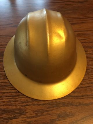 Gold Vintage Hard Boiled E.  D.  Bullard Aluminum Hard Hat Full Brim (803)