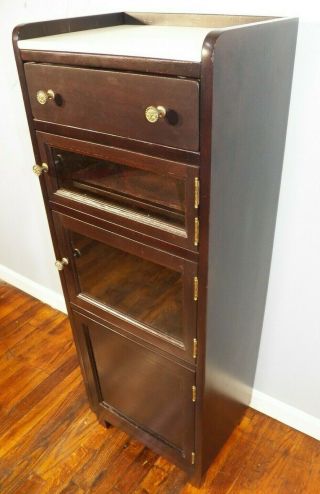 Antique Dental Cabinet Wood Apothecary,  Pharmacy,  Medical Refinished Espresso