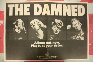 The Damned Debut Lp 1977 Nme Double Page Spread Advert/poster Top Piece