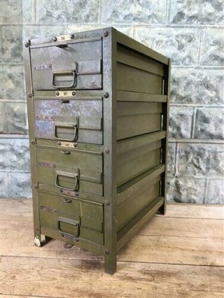 4 Drawer Metal Filing Cabinet File,  Vintage Storage,  Library Card Nut Bolt A2,