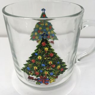 VTG Luminarc Christmas Tree Clear Glass Mugs Action Industries Set of 4 Coffee 2