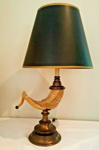 Vintage Rare Chapman Lighting Ram Horn Brass Table Desk Lamp
