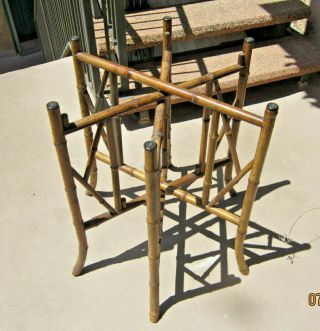Vintage Bamboo Folding Stand.  Great For Brass Tray Or Glass Top Ez Storage