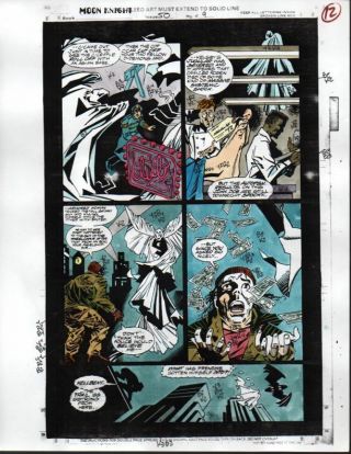 1993 Moon Knight 50 Marvel Comic Book Color Guide Colorist Production Art Page 9