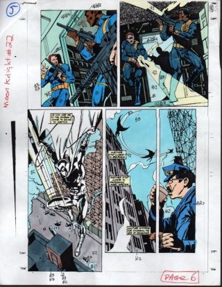 1991 Moon Knight 22 Page 5 Marvel Comic Book Color Guide Artwork:1990 
