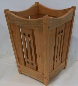 Arts and Crafts,  Mission Waste Basket Cherry Wood with Ebony 2