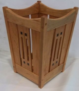 Arts and Crafts,  Mission Waste Basket Cherry Wood with Ebony 3