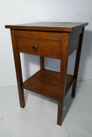 Antique Mission Oak 2 - Tier Nightstand Bedside Table With Drawer Arts & Crafts