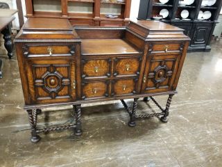 English Antique Oak Sideboard Buffet | Dining Room Furniture Cabinet