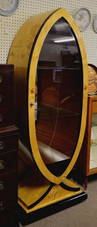 Vintage Art Deco Style Burlwood Display Cabinet