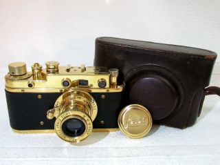 Leica Ii (d) Wiking Wwii Vintage Russian 35mm Gold Camera,  Lens Leitz Elmar Exc