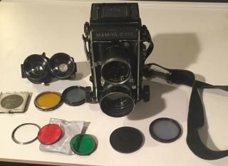 Vintage Mamiya C330 Professional Camera With Extra Lenses.  Made In Japan.