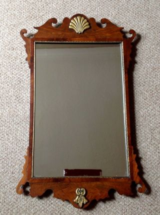 Antique Georgian C1830 Chippendale Style Fretwork Wood Mirror,  Cond.