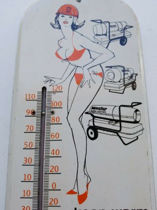Vintage Master Portable Heat Thermometer Sign Pin Up Girl Gas Station 3