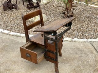 Antique - Vintage Moulthdrop Childs School Desk / 1880s Industrial Furniture