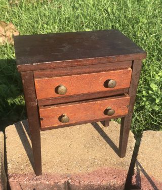 Antique American Miniature/dollhouse 2 Drawer Stand