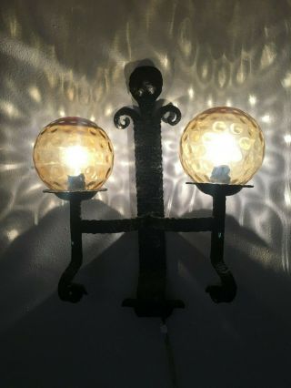 2 X 1930 ' s Spanish Galicia Wrought Iron Spanish Revival Wall lamps 2