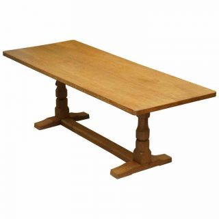 Vintage Robert Mouseman Thompson Solid Oak Refectory Dining Table 230 X 86 Cm