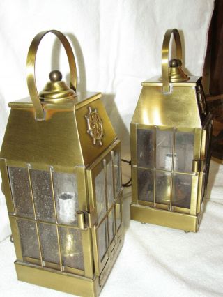Antique Vintage Flying Dutchman Brass Light Lamp Lantern Pair 2