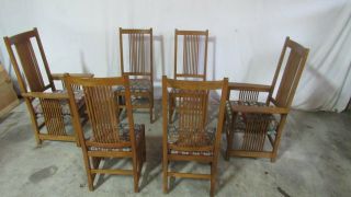 Stickley Mission Oak Dining Room Chairs Set 2